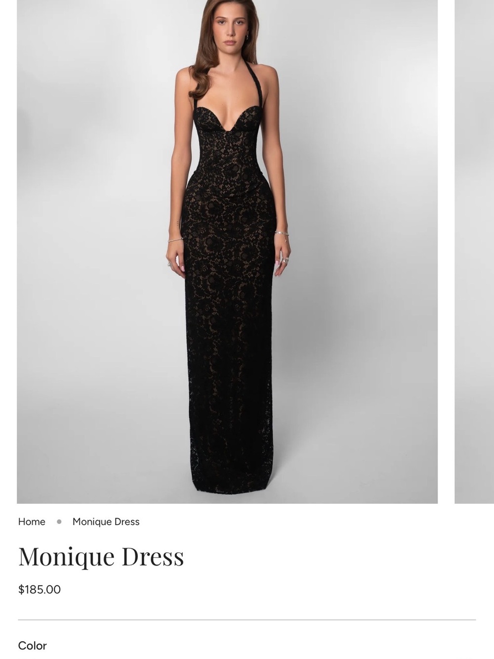 Fenity Fashion Monique Dress- Black Lace Halter Maxi Dress